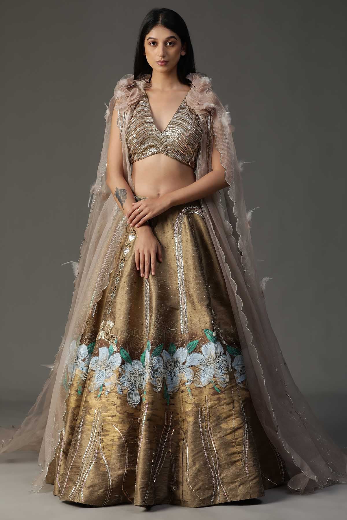 Buy Arpita SulakshanaGold Embroidered Lehenga Set